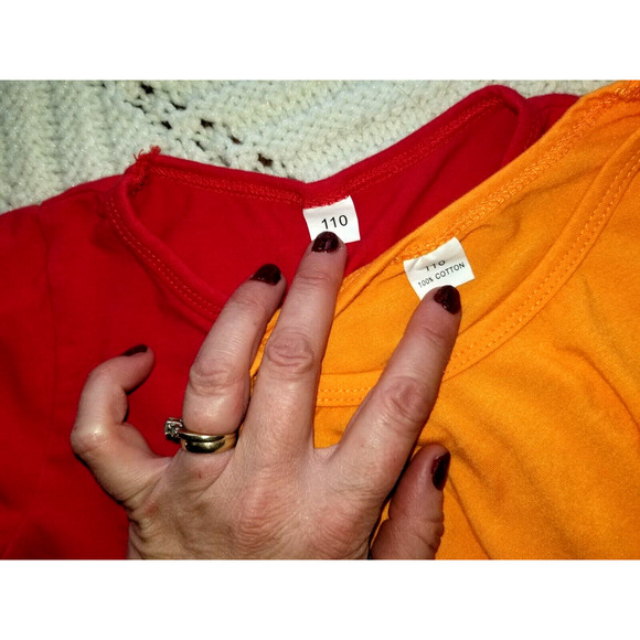 Girls Size 110 (4) Fall Winter Dress Lot Orange Red With Snowman - Picture 3 of 3